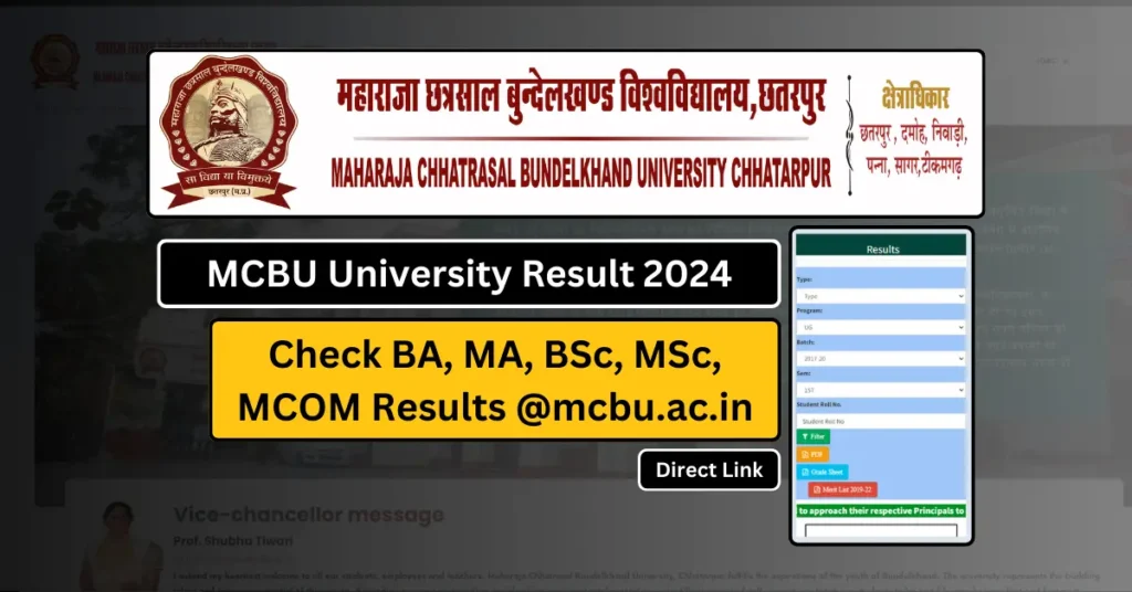 MCBU Result 2024 @mcbu.ac.in Direct Link for BA, MA, BSc, MSc, MCom Results