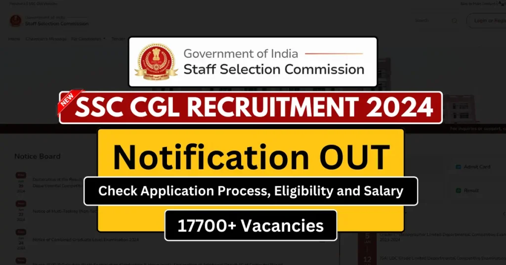 SSC CGL Vacancy 2024 Notification Out, Check Notification, Eligibility and Salary Structure